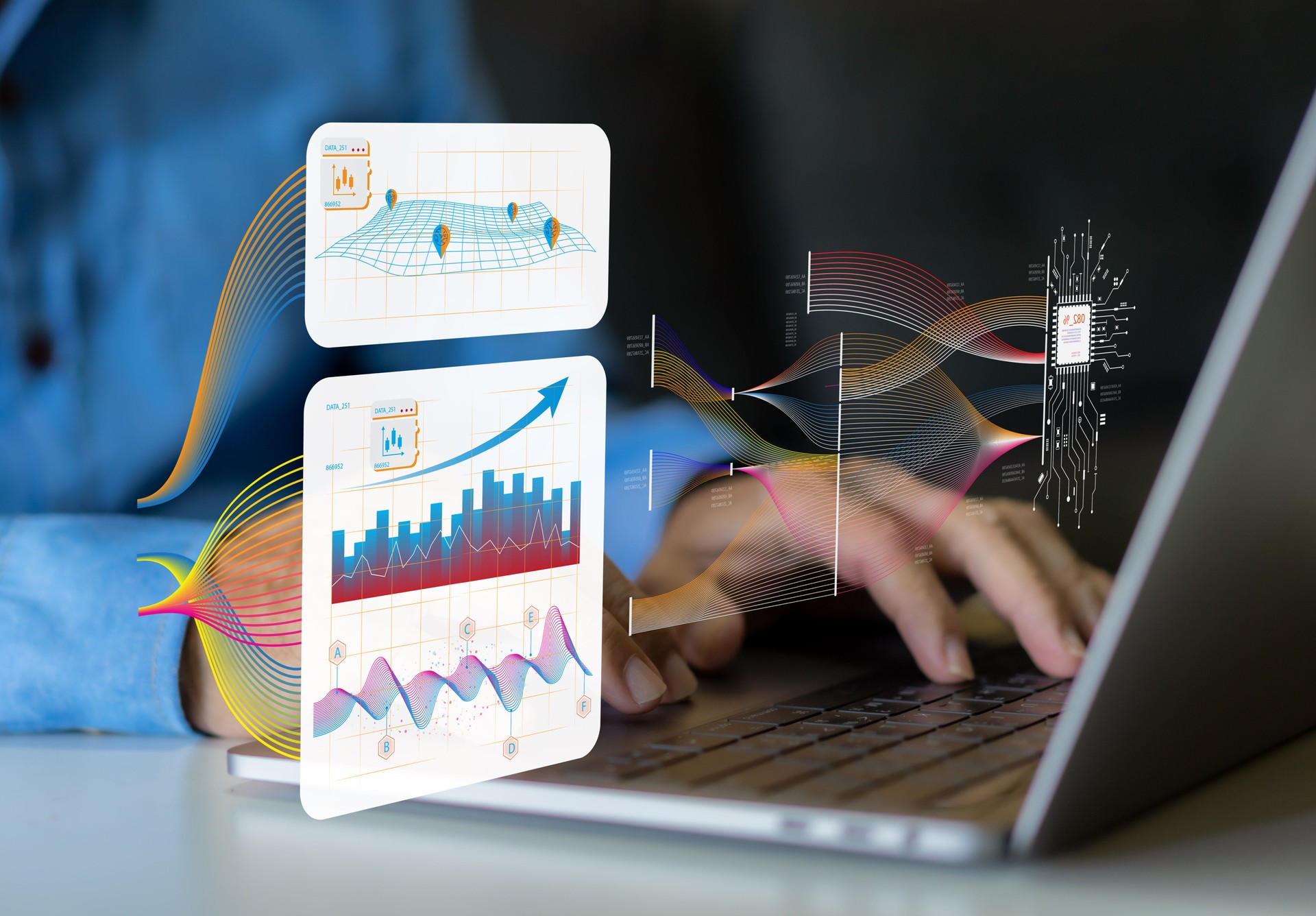 Big data technology and business analytics, Data Mining, business, innovation for futuristic AI to process data, data science, artificial intelligence, analyzing and visualizing complex digital network